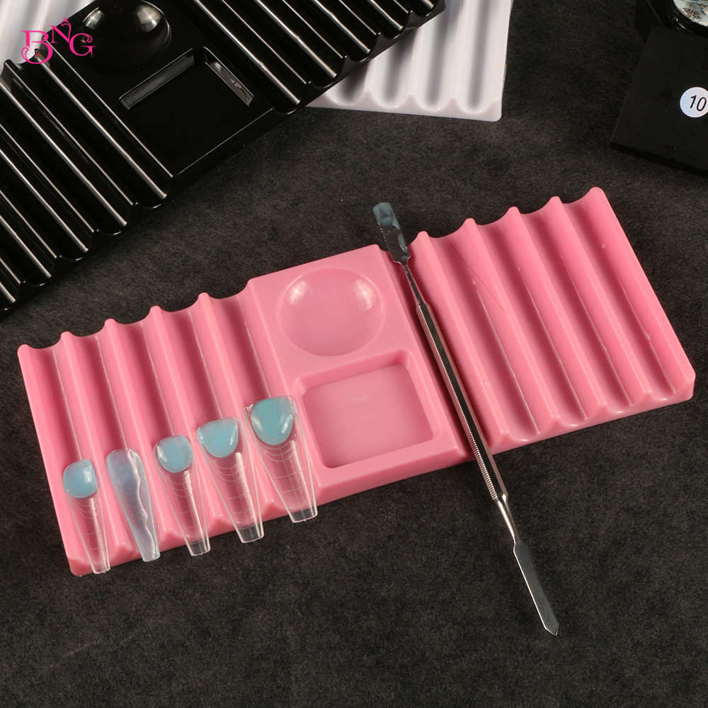 Nail Art Ombre - BNGデュアルフォームホルダー プラスチック製ペンスタンド ネイルアートツール用 ネイルブラシホルダー収納 ネイルエクステンションモールドホルダー