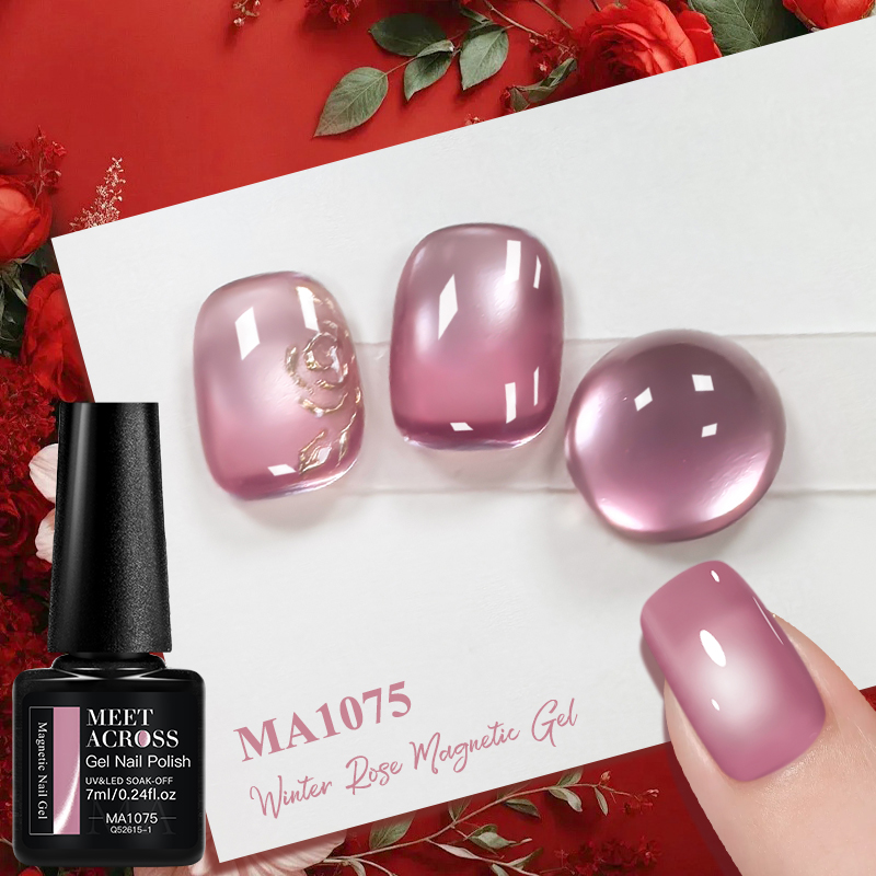 ピンクウィンターローズキャットマグネティックジェルネイルポリ - Nail Art Valentines Day のレビューと価格