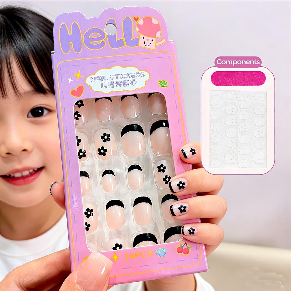 24枚入り/箱 漫画柄 キッズ用プレスオンネイル ブラックフ - Nail Art Press On のレビューと価格