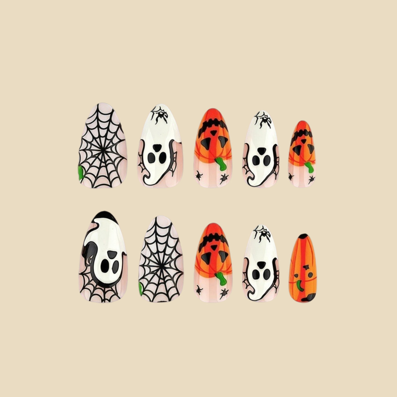 24個入り ハロウィン プレスオンネイル ゴースト パンプキ - Nail Art Press On のレビューと価格