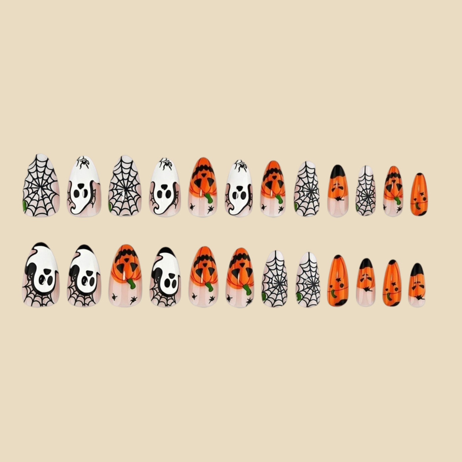 24個入り ハロウィン プレスオンネイル ゴースト パンプキ - Nail Art Press On のレビューと価格
