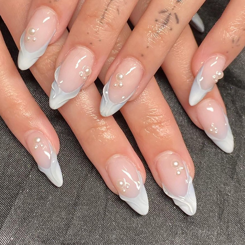 24枚入り シンプル グリーン フレンチ フェイクネイル 既 - Nail Art Press On のレビューと価格