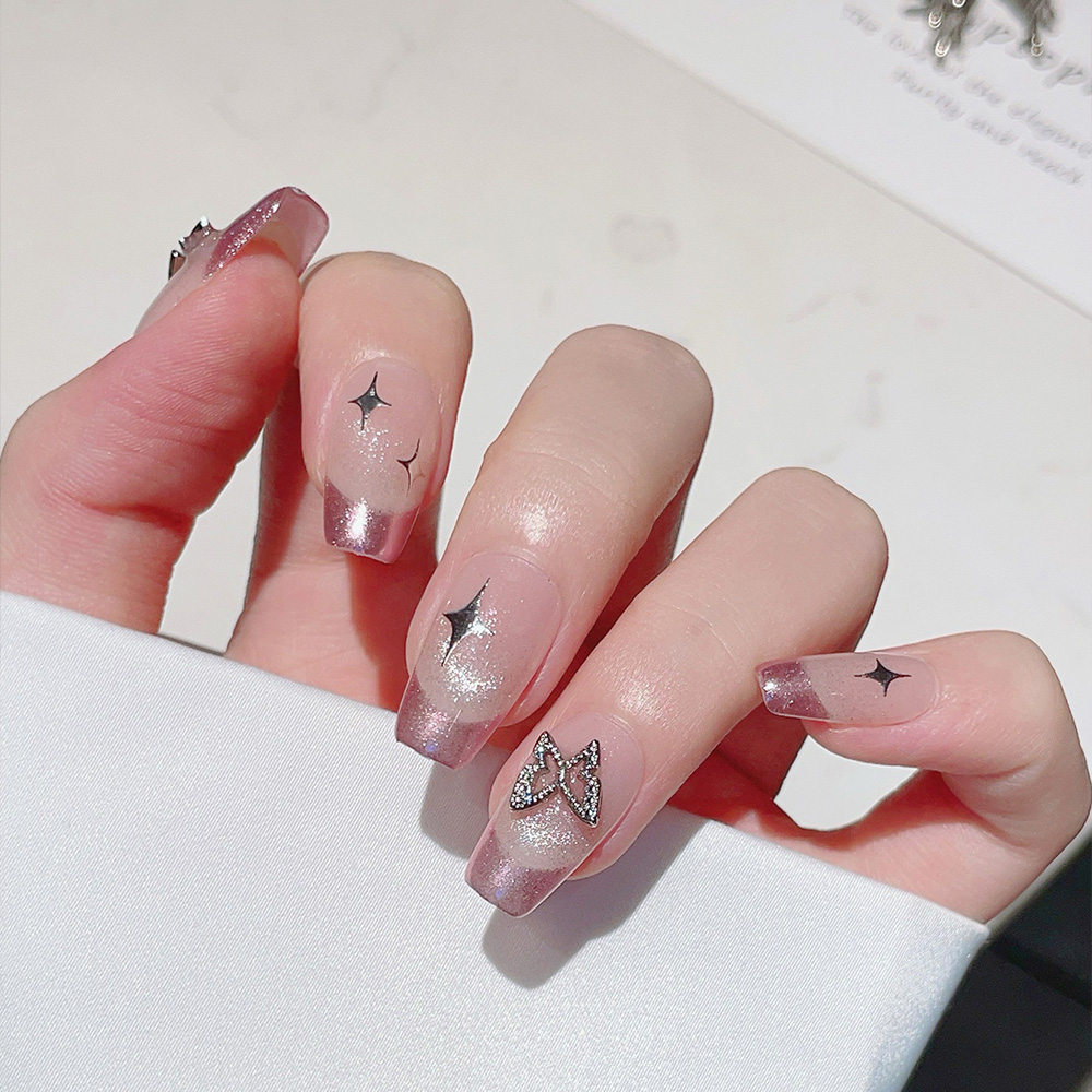 10個入りショート台形ハンドメイドプレスオンネイルキット、ピ - Nail Art Pink のレビューと価格