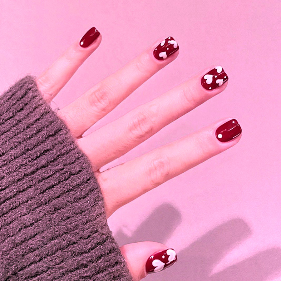 24枚入り/セット ショートスクエアフェイクネイル 女性用  - Nail Art Press On のレビューと価格