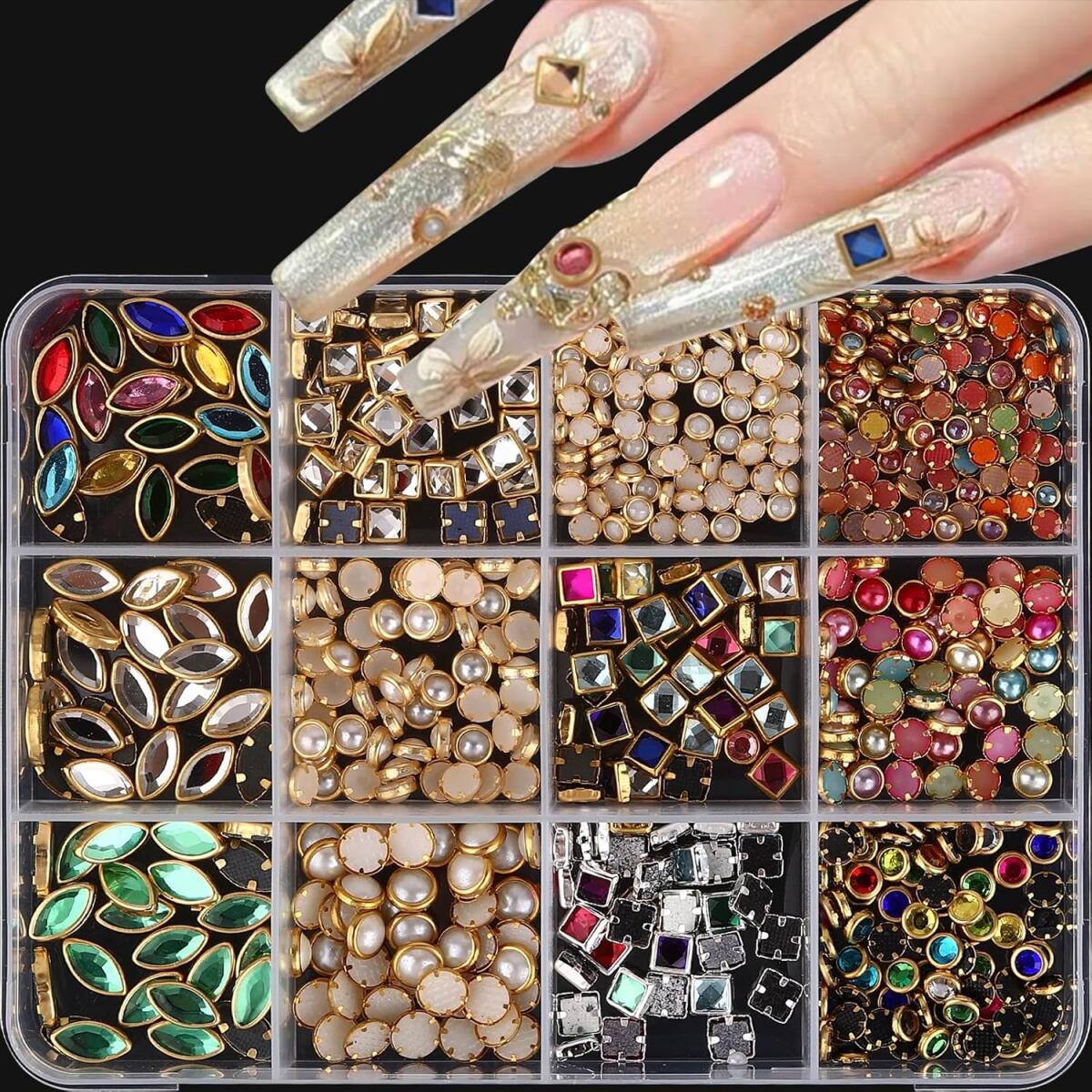 1 ボックスライト高級光沢のあるネイルラインストーンジュエリ - Nail Art Valentines Day のレビューと価格