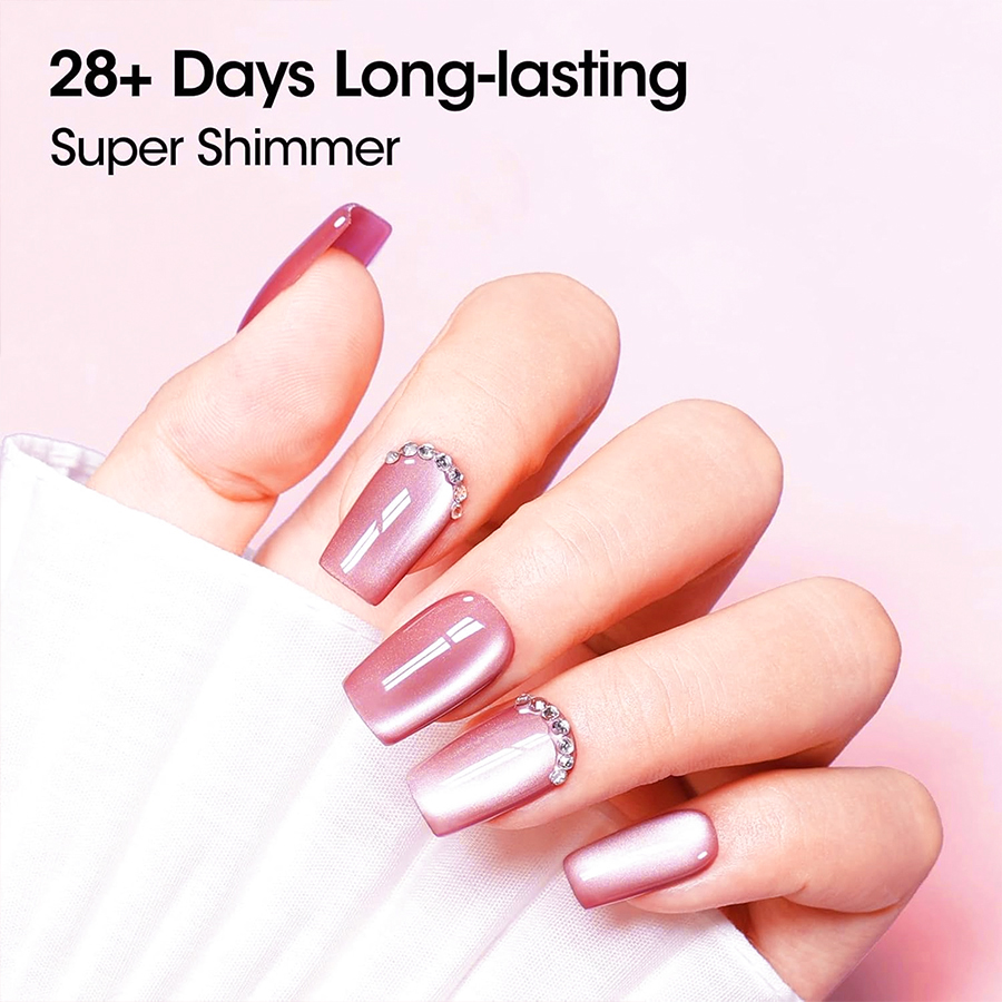 ピンクキャットアイジェルネイルポリッシュ セミパーマネント  - Nail Art Valentines Day のレビューと価格