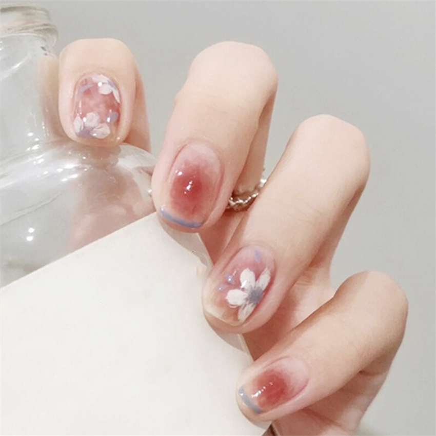 24枚入り/セット グリーン格子柄アクリル製フェイクネイル  - Nail Art Pink のレビューと価格