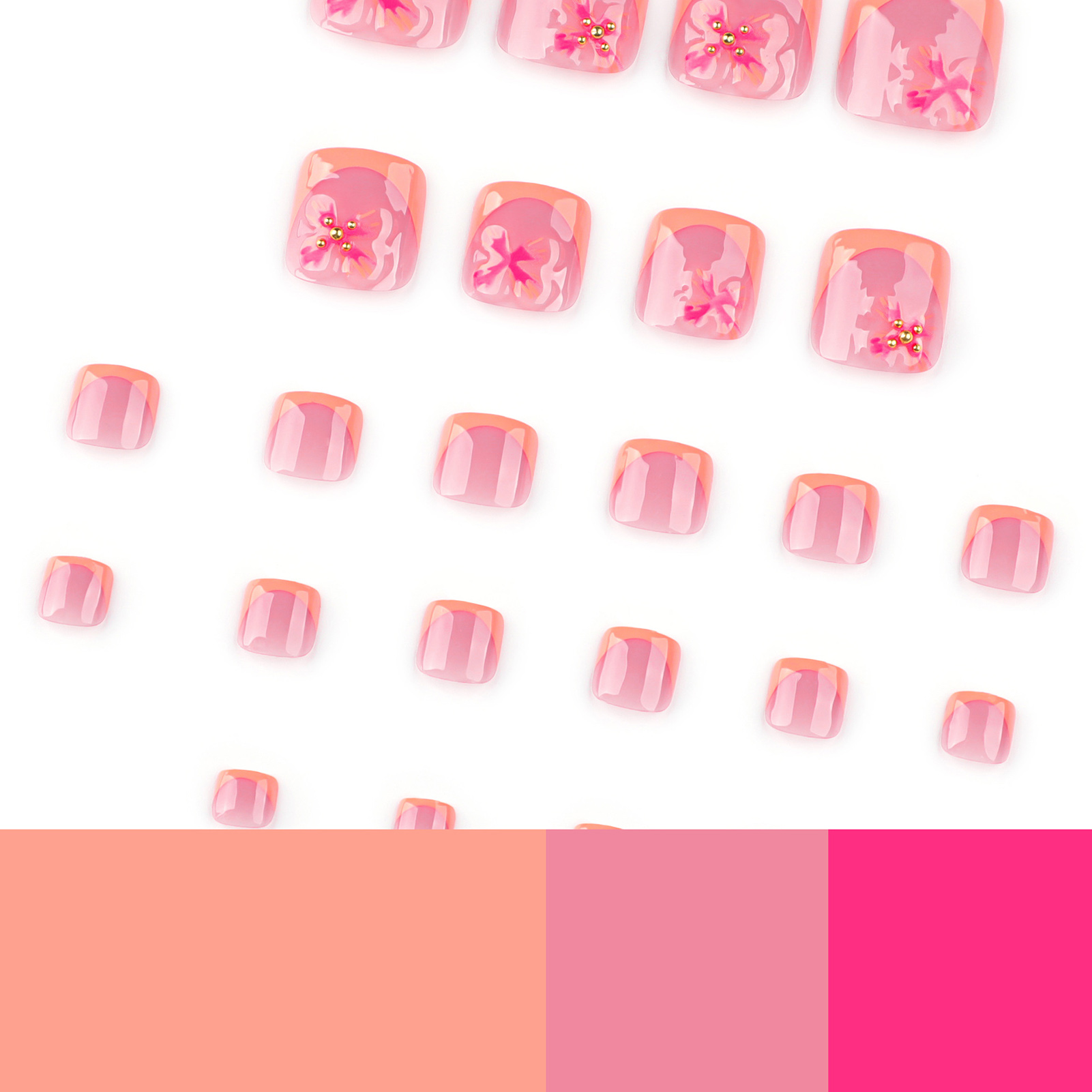 24枚入り 魅力的な花柄 フットネイルチップ バイタリティ  - Nail Art Press On のレビューと価格
