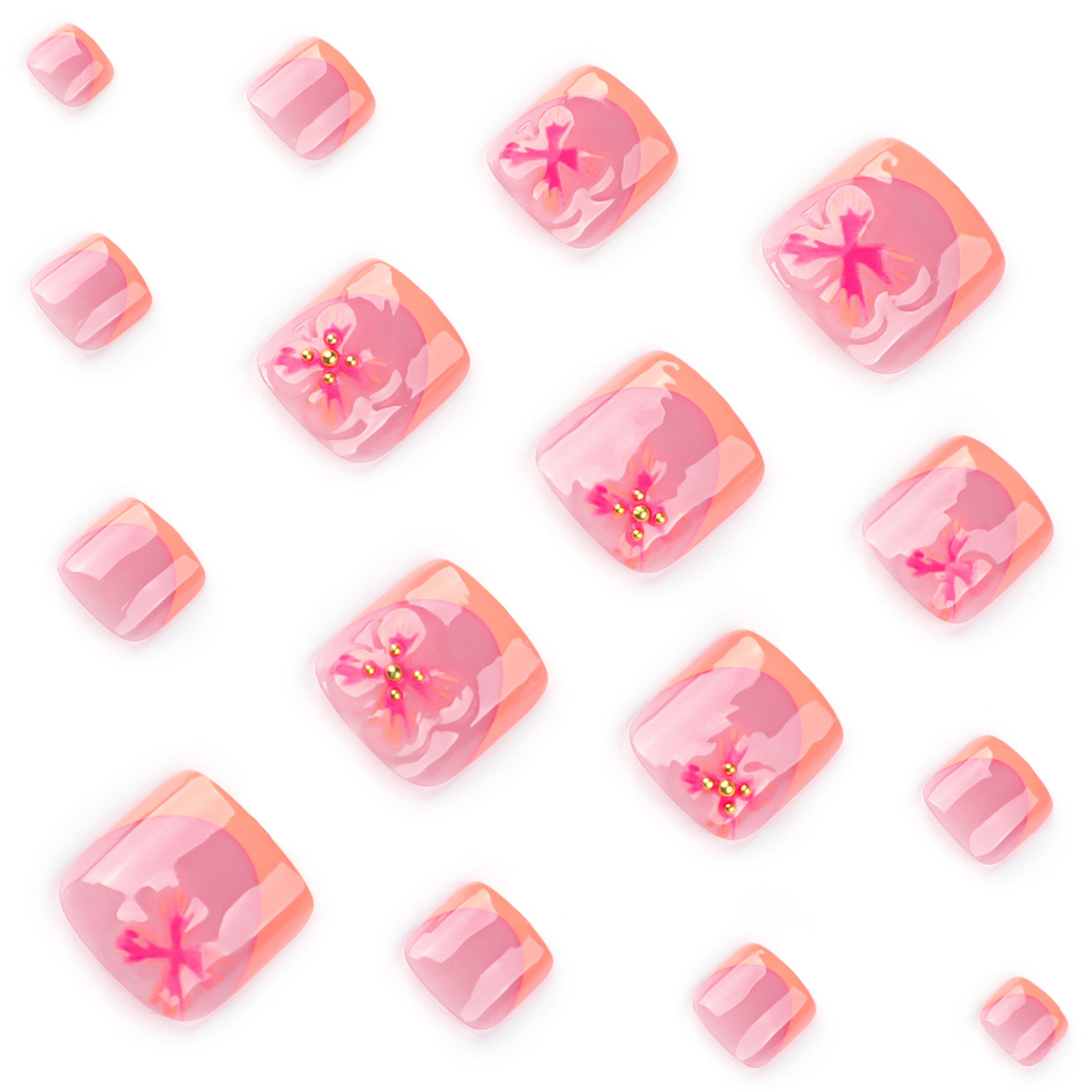 24枚入り 魅力的な花柄 フットネイルチップ バイタリティ  - Nail Art Press On のレビューと価格