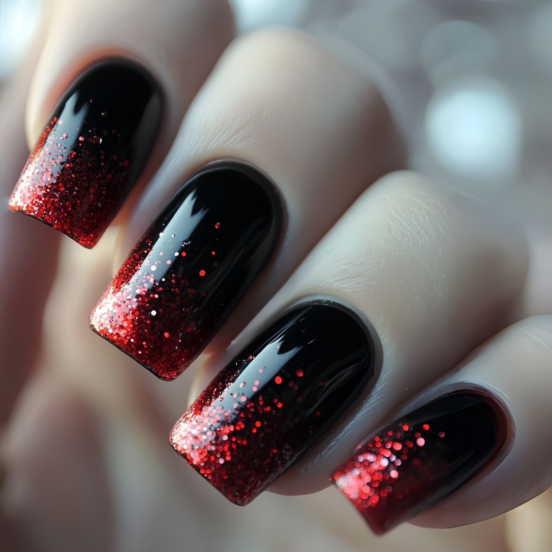 短いミディアムサイズの付け爪 グラデーションブラウンレッドブ - Nail Art Press On のレビューと価格