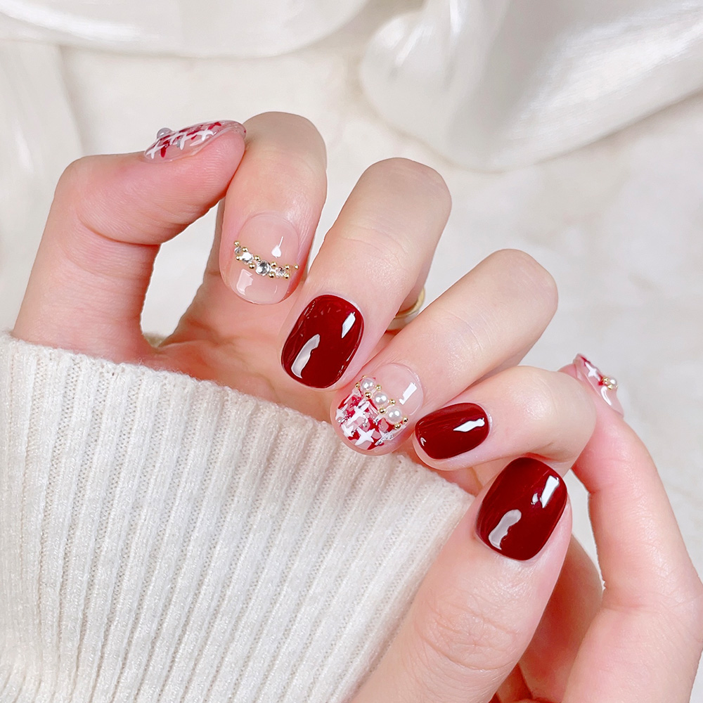 10個入りショートスクエアラウンドハンドメイドプレスオンネイ - Nail Art Press On のレビューと価格