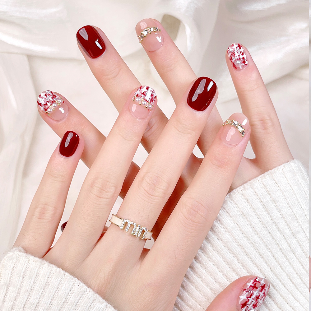 10個入りショートスクエアラウンドハンドメイドプレスオンネイ - Nail Art Press On のレビューと価格