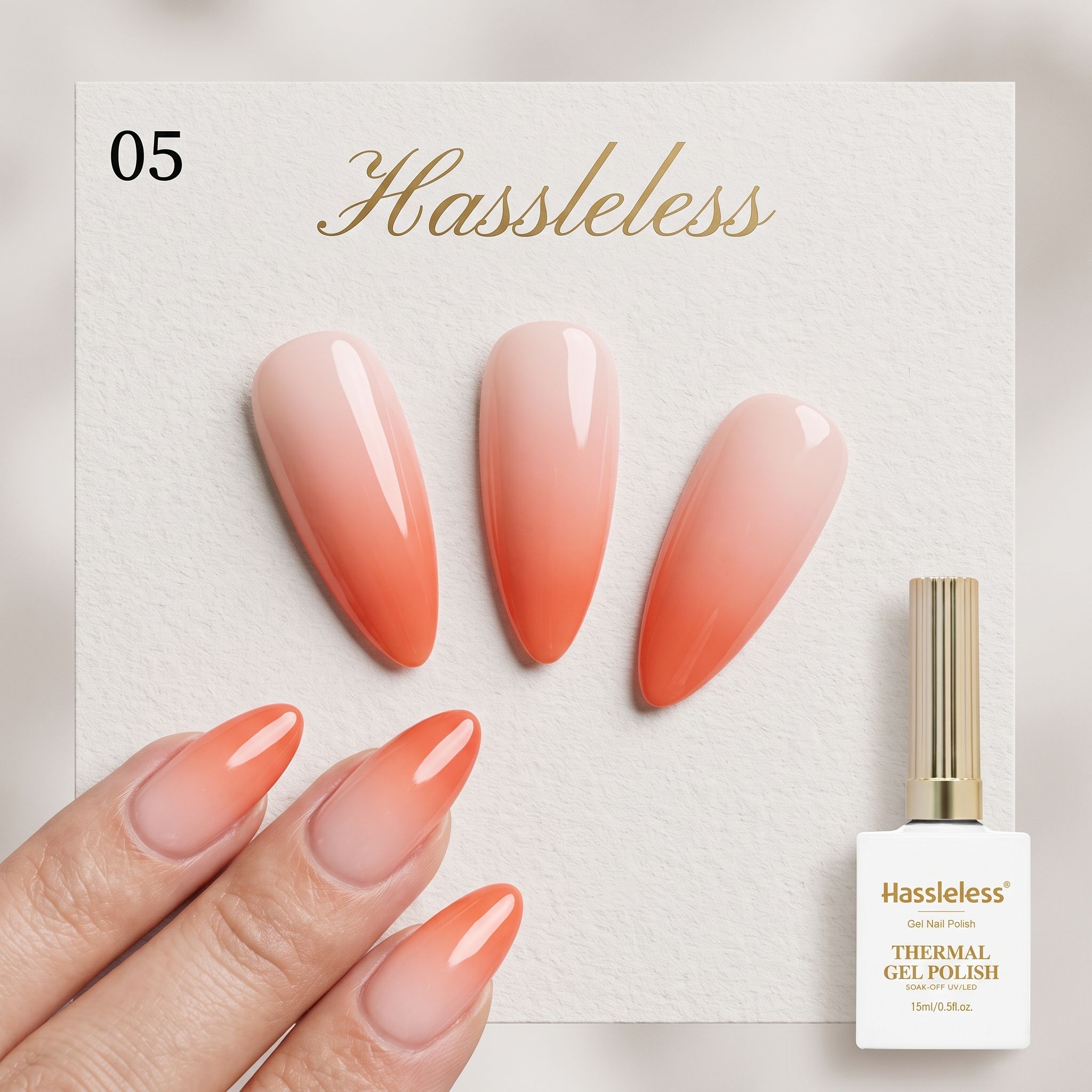 手間のかからないヌードオレンジピーチの温度変化ネイルポリッシ - Nail Art Orange のレビューと価格