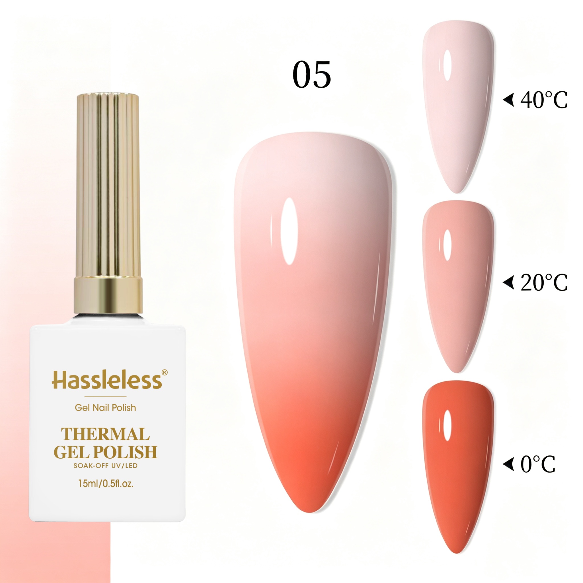 手間のかからないヌードオレンジピーチの温度変化ネイルポリッシ - Nail Art Orange のレビューと価格